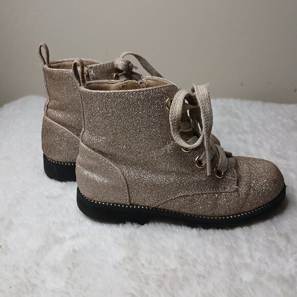 Girl's Maggie and Zoe Gold Glitter Zip Up Lace Up Boots Size 11 - Picture 2 of 9